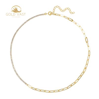 China FASHIONABLE Net Diamond Paper Clip Chain 925 Silver Jewelry Spiky Gold Plated Stainless Steel Necklaces 925 Silver for sale