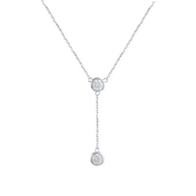 China TRENDY Round Diamond Necklace 925 Silver Pendant Jewelry Gold Plated Stainless Steel Necklaces Trendy 925 Silver for sale