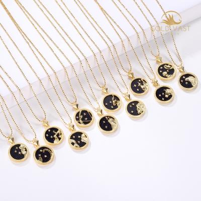 China TRENDY 925 Silver Jewelry 12 Galaxy Shell Pendant Necklace Gold Plated Stainless Steel Trendy Necklaces Silver 925 Zodiac Necklace for sale