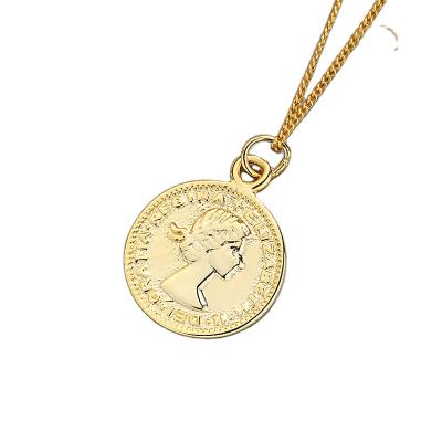 China TRENDY Simple Gold Coin Necklace 925 Silver Jewelry Necklace Gold Plated Stainless Steel Necklaces Trendy 925 Silver for sale