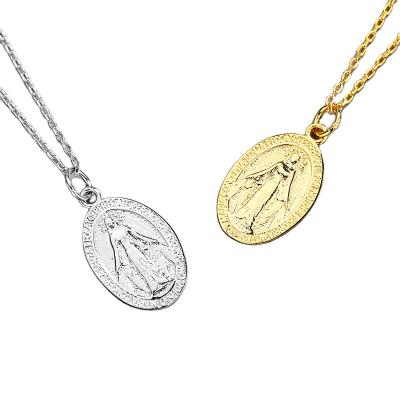 China TRENDY Notre Dame Gold Coin Pendant Clavicle Chain 925 Silver Jewelry Necklace Gold Plated Stainless Steel Necklaces Trendy 925 Silver for sale