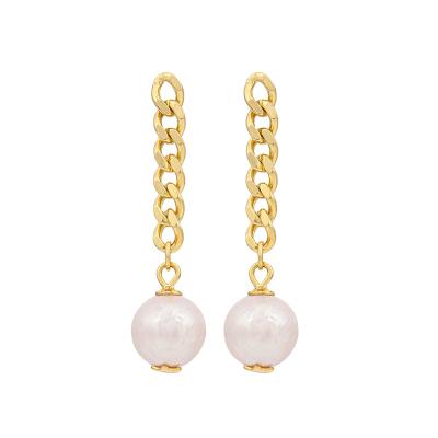 China Jewelry set gold plated 925 long chain baroque pearl earrings 925 silver earrings brincos aretes orecchini ohrringe for sale