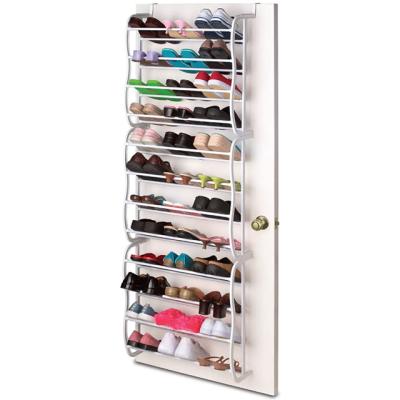 China (Height)Adjustable Adjustable Over Door 12 Tier Shelf Organizer Storage Stand Hanging Shoe Rack for sale