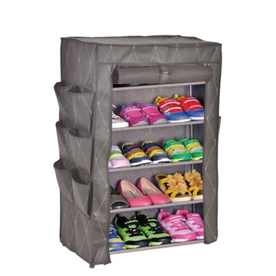 China Non-woven 5 Row Adjustable Non-woven Fabric Kids Sliding Single Shoe Rack (Size) Small for sale