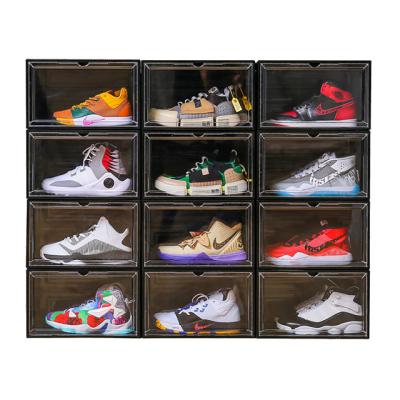 China Viable Wholesale Clear Organizer With Front Loge Black Customer Shoe Drop Boxes for sale