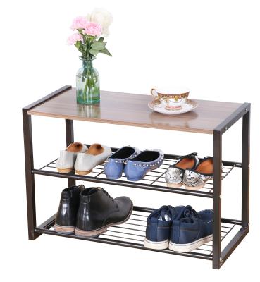 China (Size)Adjustable Modern Wooden Shoe Rack Organizer Storage Wooden Shelf Bench Foldable Wooden Shoe Rack for sale