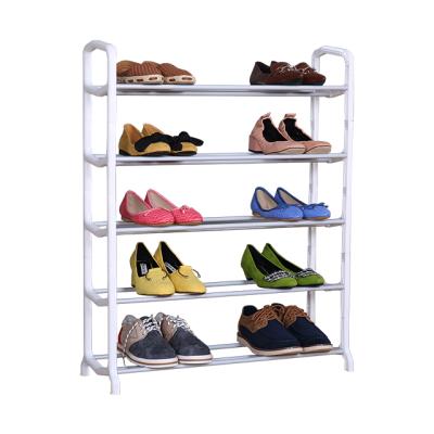 China Adjustable Height (Waist) Iron Tube Shoe Rack Shelf 5 Tier Shoe Rack For Shoes for sale