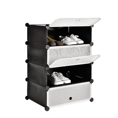 China Plastic Diy 12 Cube Shoe Rack Multi Style Adjustable Shoe Cabinet Black Modular Shoe Rack (Size) Use for sale