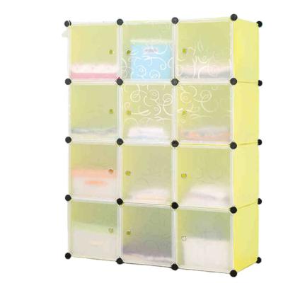 China (Size) Diy Cube Combination Wardrobe Storage Organizer Adjustable Plastic Clothes Cabinet Storage with Hangers for sale