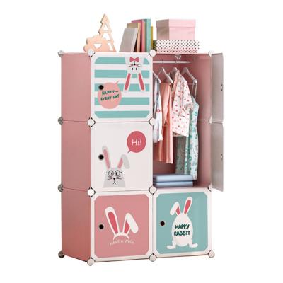 China Adjustable (Size) Maker Eco-Friendly Sturdy Children Plastic Wardrobes For Clothes Baby Wardrobe Cabinet for sale