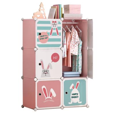 China (Size) Adjustable Girls Wardrobe Units For Bedroom Plastic Cube Wardrobe Kids for sale