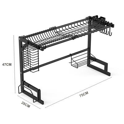 China Sustainable Collapsible 85Cm/75Cm/65Cm Kitchen Over The Sink Stainless Steel Folding Hanging Dish Rack for sale