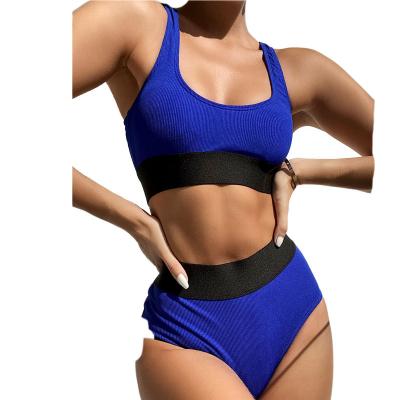 China 2021 European and American hot swimming new new of the style of luxury double shoulder bandage style bikini breathable for sale