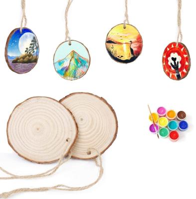 China China Wood Slices Unfinished Natural Wood Slice Circle 30Pcs Predrilled Slice Kit With Hole For Rustic Christmas Wedding Decorations for sale