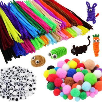 China Soft Customized Toddlers Toys Diy Arts And Crafts Set Chenille Stems Craft Pompom Craft Set for sale