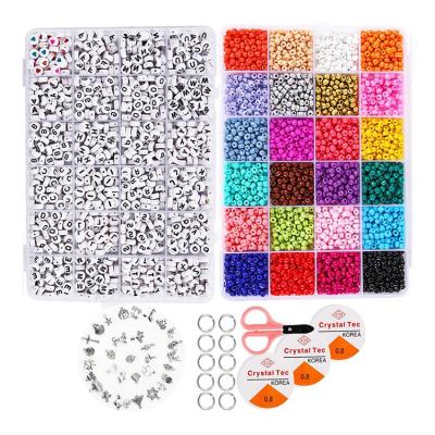 China Glass Beads For Jewelry Making DIY Set Craft Kit Set Glass Pony Bead Seed Letter Alphabet Kit Hot Sale Jewelry Making Kit Beads For Bracelets Bead for sale