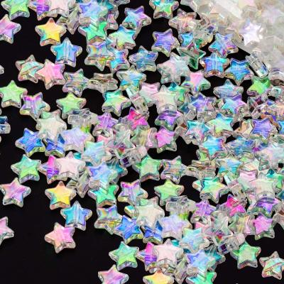 China DIY 200 Pcs Laser Colorful Acrylic Star Shape Charming Beads Clear Crystal Beads Star for Jewelry Making and Bracelets for sale