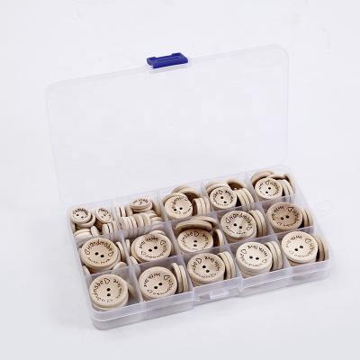 China Other 150pcs Amazon Hot Selling Creative Natural Wood Button with Laser Logo for DIY Craft and Handmade Project for sale