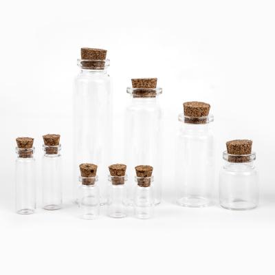 China Wholesale Europe Bottom Mini High Borosilicate Glass Tube Vial Clear Drifting Bottle Flat Test Tube Glass Bottle With Cork For Decor for sale