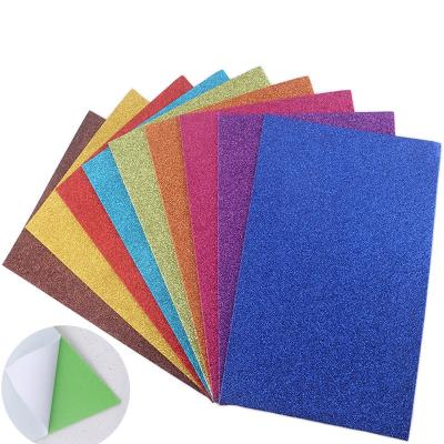 China Europe 10Pcs Assorted 10 Colors Building School Supplies Glossy Glitter EVA Craft Paper With Glue Backer For Hand Craft And DIY for sale