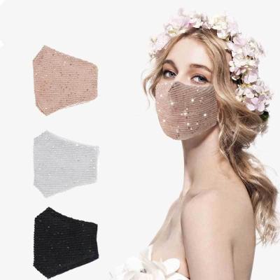 China Wholesale Reusable Summer Cotton Women Designers Fashionable Sequin Decorativemask Facemask for sale