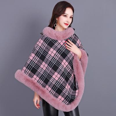 China European Faux Fur Women's New Thin Round Neck Plaid And American Sleeveless Jacket Plus Velvet Fur Shawl Scarf for sale