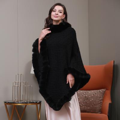 China Cashmere Street Shooting Fur Collar Ball Cashmere Shawl Solid Color Wave Pattern Poncho Wide Single Layer Shawl for sale