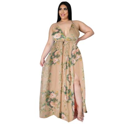 China Sheer Layer Maxi Dress Backless Color Changing 2022 plus size 5xl Boho woman high quality plus size dress for sale