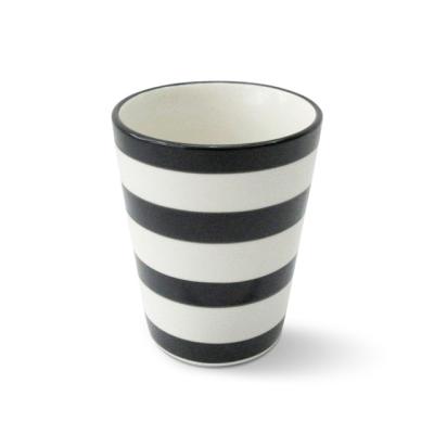 China Creative Viable Stripe Black White Ceramic Animal Pattern Tea Water Cup Small Stoneware Coffee Mug For Kitchen for sale