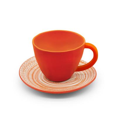 China Viable Simple Collection Color Luster Mug With Plate Ceramic Coffee Tea Cup With Saucer Set for sale