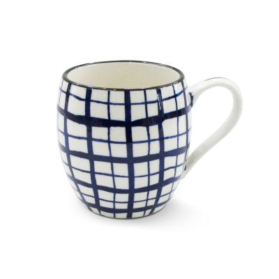 China Doason Viable Custom Abstract Blue Lines Painting Creative Ceramic Coffee Mugs Factory Pattern Design Hot Sale Porcelain Tea Cups for sale