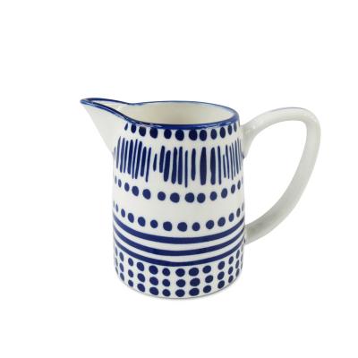 China Optional Customized Porcelain Milk Jug Multi Color Design Art Printed Blue Luxury European Viable Style Customized Ceramic Jug for sale