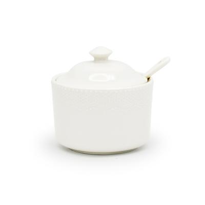 China Viable Custom White Design Cafe Sugar Despenser Factory Hot Sale Ceramic Porcelain for sale