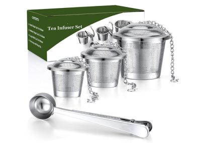 China 6.5cm/5cm/4.5cm Stainless Steel Basket Tea Strainer With Tray Replacement Tea Infuser Basket for sale