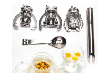 China Robot Monkey Frog Shape Lovely Deeper Herbal Basket Tea Strainer Stainless Steel 304 for sale