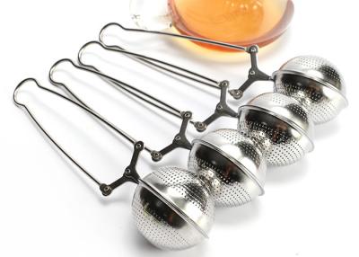 China LFGB / FDA Standard 5.0cm Fine Etching Holes Tea Ball Infuser With Snap Handle for sale