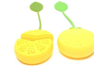 China 18.5x5x2cm Lovely Lemon Shape Loose Leaf Silicone Tea Strainer Safe Food Grade SSTI04 for sale