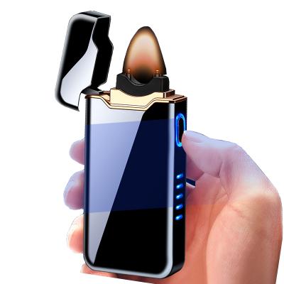 China Hot Selling Large Minimalist USB Battery Power Arc Plasma Rechargeable Lighter Flameless For Cigarette Logo Torch Lighter Custom for sale