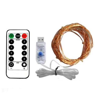 China Copper Wire String Lights 5M 10m Waterproof Remote Control USB String Lights Powered 8 Mode Timer String Copper Wire LED Fairy Lights for sale