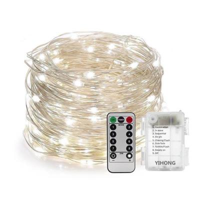 China Copper Wire String Lights Amazon Christmas Hot Selling Battery Operated Remote Control Copper Outdoor Lights for sale