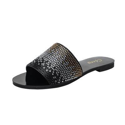 China Women's Flat Toe Plus Size Fashion Trend Women Ethnic Casual Rhinestone Flat Slip-on Sandals Open Toe Sandals for sale