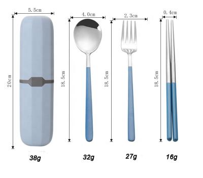 China Sustainable 304 Stainless Steel Spoon Fork Chopsticks Creative Three-Piece Student Outdoor Camping Set for sale