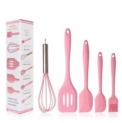 China Viable Kitchen Utensils Tool Kits Silicone Nonstick Heat Resistant Spatula Set 5 Pieces for sale