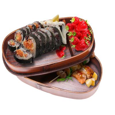 China 2020 Freshness Preservation Double-layer Top Berry Sushi Food Bowls Japanese Kids School Wood Lunch Bento Box for sale