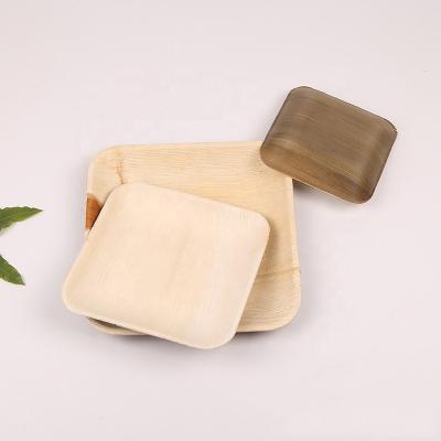 China Disposable Amazon Success 6 8 10 Inch Natural Palm Leaf Tableware For Wedding Party Disposable Palm Leaf Dish for sale