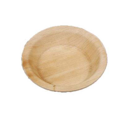 China 2020 Disposable Tableware Round Natural Palm Leaf Dish For Restaurant Party Disposable Palm Leaf Dish for sale