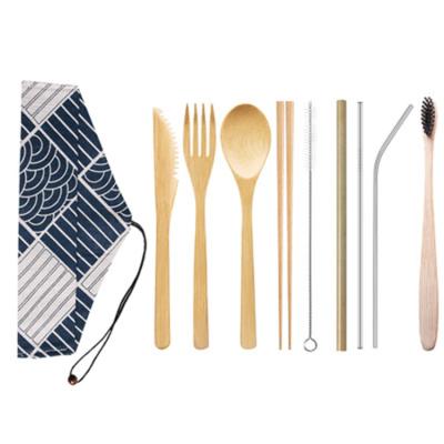 China 2021 Straw Cutlery Set With Portable Bamboo Pocket New Products Eco-friendly Toothbrush Toothbrush Sets for sale