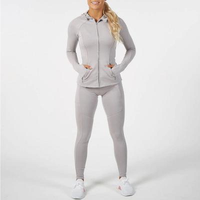 China Antibacterial Gray Stretch Tapered Fitness Women's OEM Tracksuit for sale