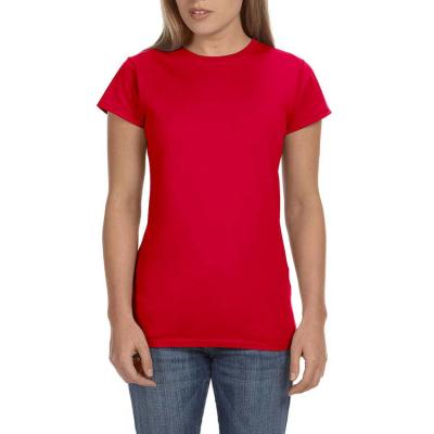 China Custom Cotton O-Neck Anti-Shrink Custom Ladies Plain Red T-Shirt for sale