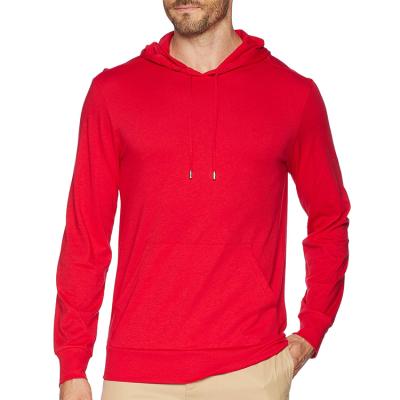 China Custom Red Long Sleeve T-Shirt Anti-Shrink Mens Lightweight 100% Cotton Hooded Sweatshirt for sale